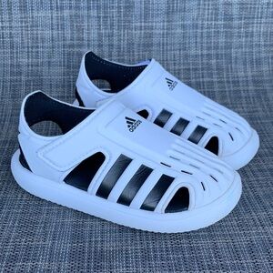 Adidas Kids Summer Closed Toe Water Sandal 'White Black' Easy-On Shoes unisex 9